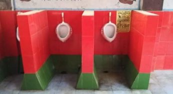 रेल हॉस्पिटल के यूरिनल में पार्टी के रंग में लगी टाईल्स देख कर बिफरे सपाई